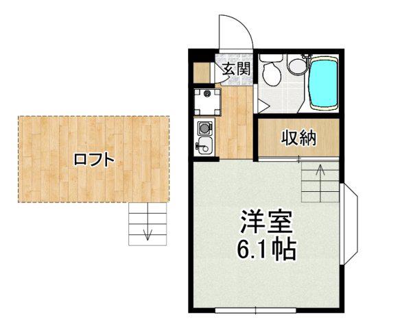 シャンブル西野(1K/2階)の間取り写真