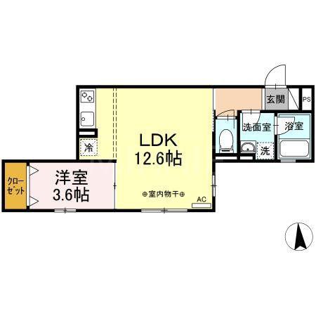 クレール(1LDK/3階)の間取り写真