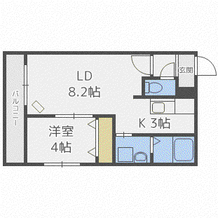RS3-2(1LDK/2階)の間取り写真