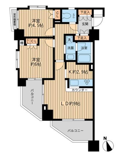 レジデンス八王子明神町(2LDK/7階)の間取り写真