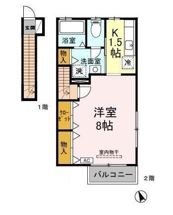 ビューシャルマン(1K/2階)の間取り写真