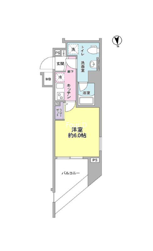 メインステージ白金高輪駅前(1K/2階)の間取り写真