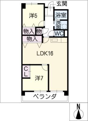 エルスタンザ原(2LDK/4階)の間取り写真