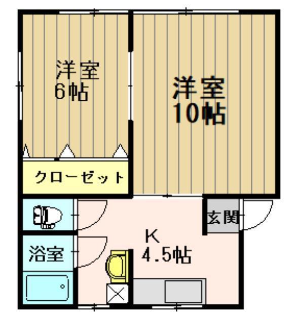 コーポララ(2K/1階)の間取り写真