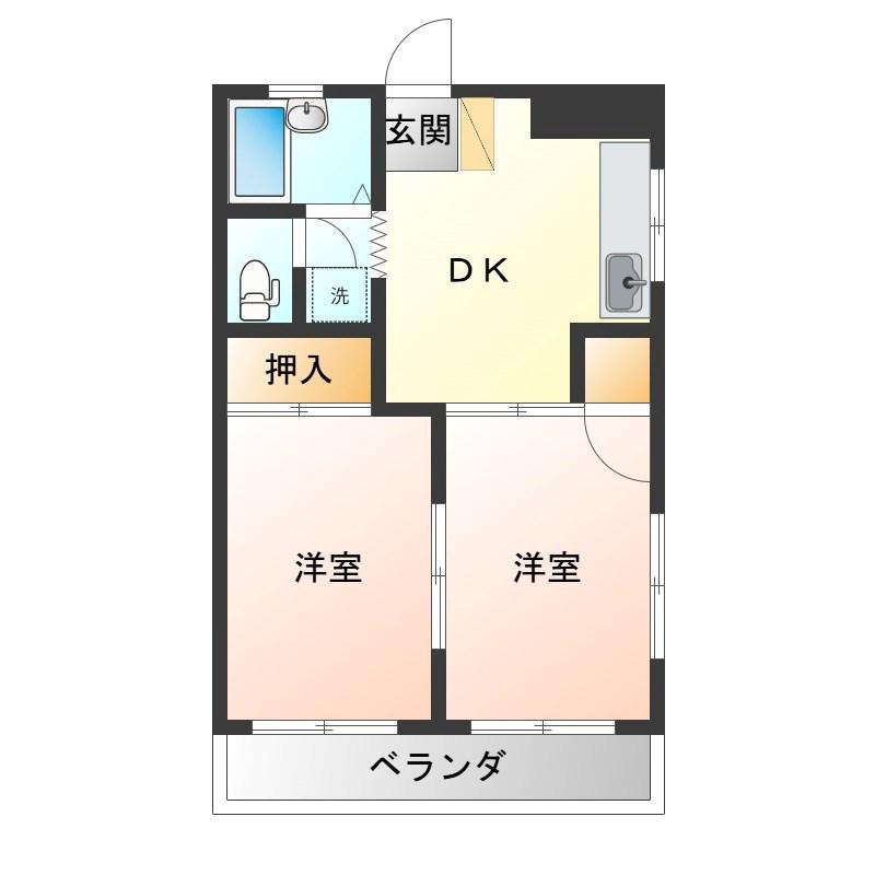 サンハイツPARTI(2DK/3階)の間取り写真