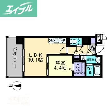 ハアラン国体町(1LDK/8階)の間取り写真