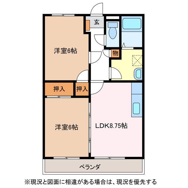 ハイツヒルトップ(2LDK/1階)の間取り写真