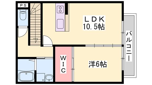 クレール カーサ(1LDK/2階)の間取り写真