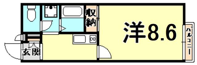 レオネクストセリバテール仁川II(1K/1階)の間取り写真