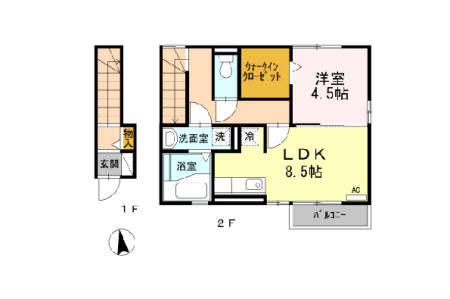フェリスさくらIII(1LDK/2階)の間取り写真