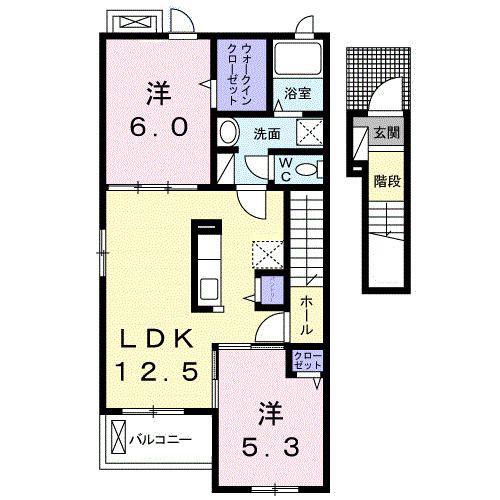 メゾンドール・ハナミズキI(2LDK/2階)の間取り写真