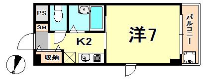 ライフかすがの(1K/4階)の間取り写真