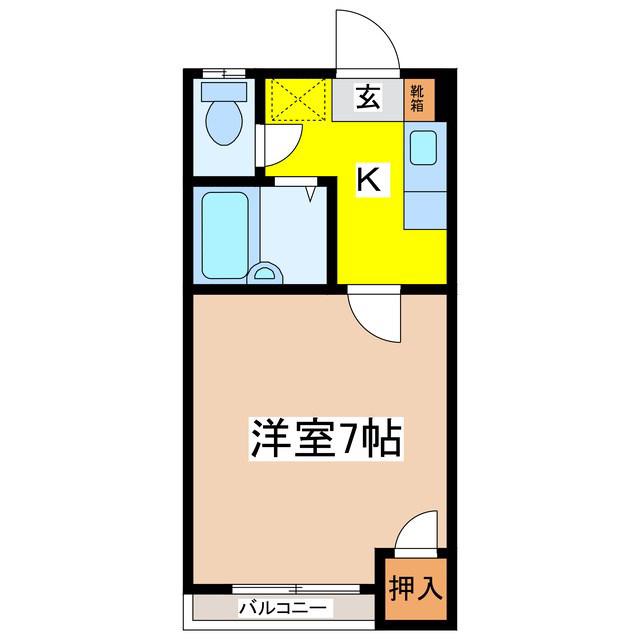 プチハウス三輪(1K/1階)の間取り写真