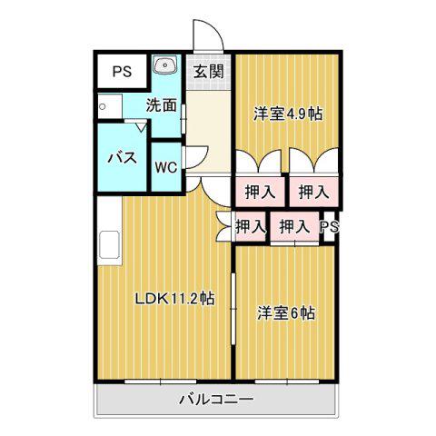 ローズビレッジ(2LDK/1階)の間取り写真