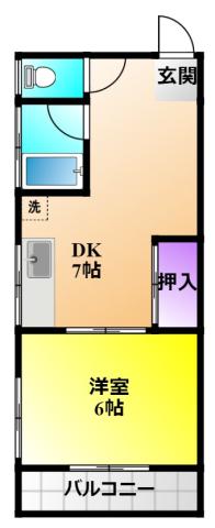 コーポ坂口(1DK/1階)の間取り写真