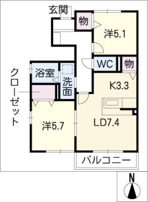 ビアンカ・パル(2LDK/1階)の間取り写真