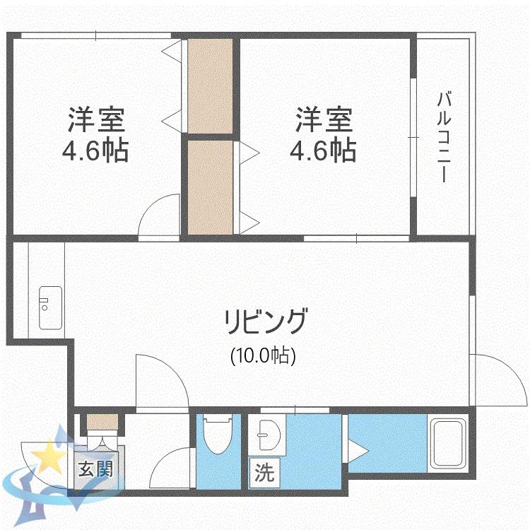 MANYSCOURT N6(2LDK/3階)の間取り写真