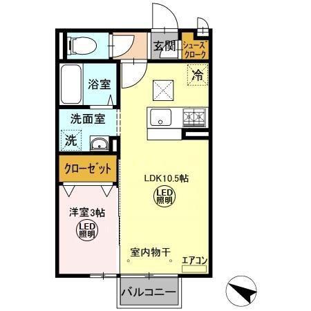 アヴァンセ(1LDK/1階)の間取り写真