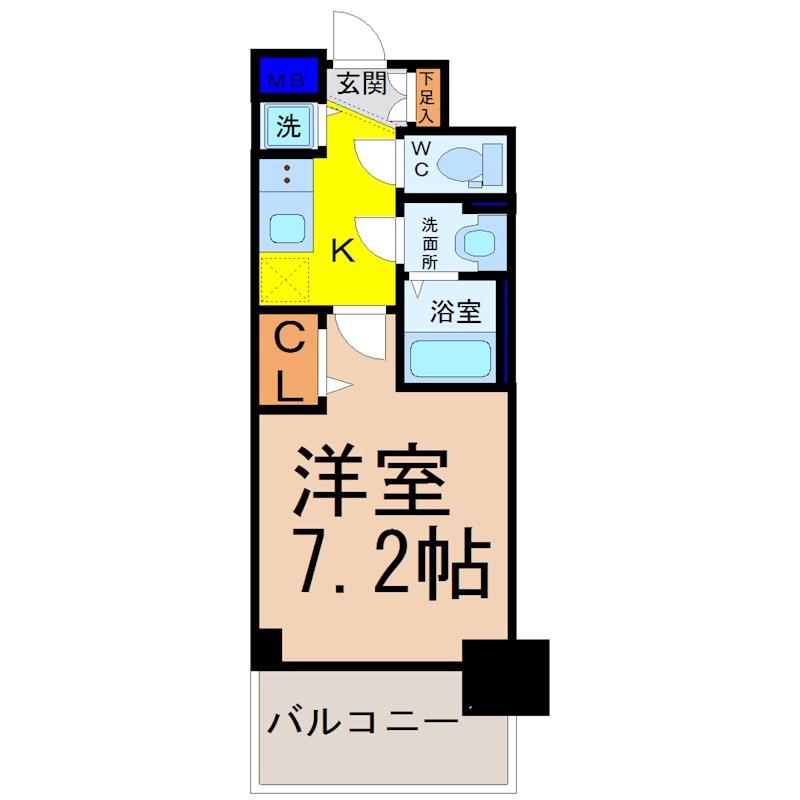プレサンスジェネ千種内山(1K/6階)の間取り写真
