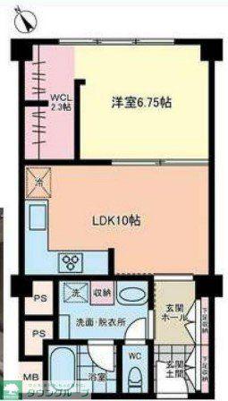 ヴィラ赤坂(1LDK/6階)の間取り写真