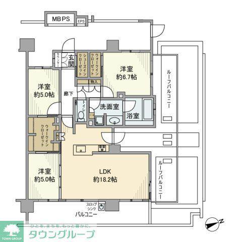 クリオレジダンス横濱綱島(3LDK/7階)の間取り写真