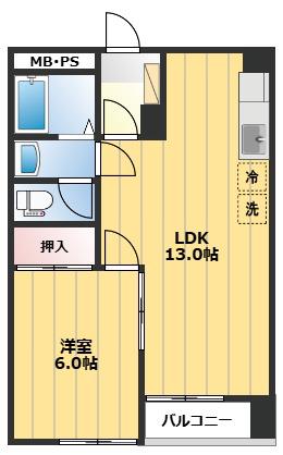 小川昭和ビル(1LDK/7階)の間取り写真