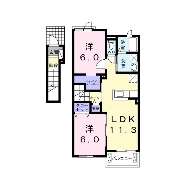 ルミナス桜瀬(2LDK/2階)の間取り写真