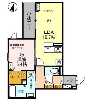 バレンティア(1LDK/3階)の間取り写真