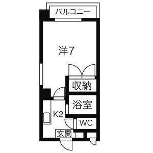 レクサス原(1K/2階)の間取り写真
