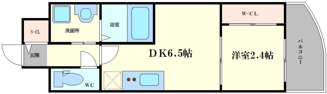 セレニテ九条リアン(1DK/4階)の間取り写真