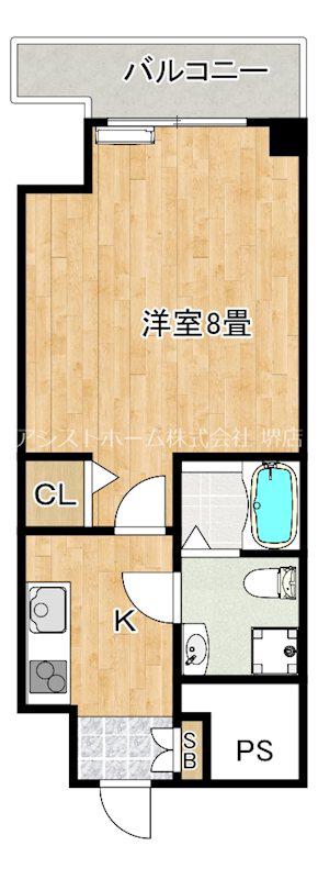 ラシーヌ宿院(1K/10階)の間取り写真