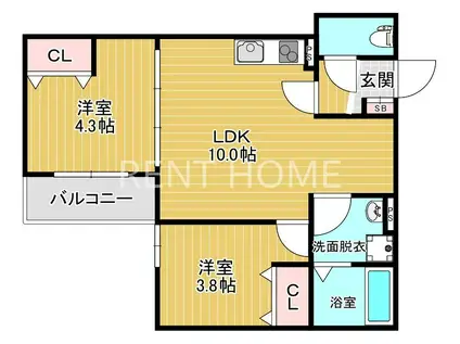 D PORTA GRACEFUL(2LDK/1階)の間取り写真