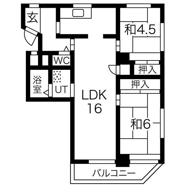 アビタマルフク(2LDK/4階)の間取り写真