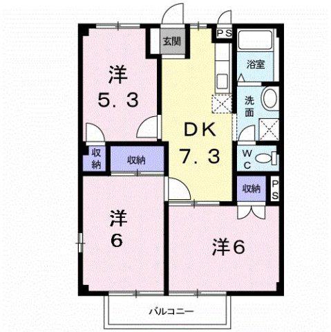 ニューシティアルルA(3DK/1階)の間取り写真