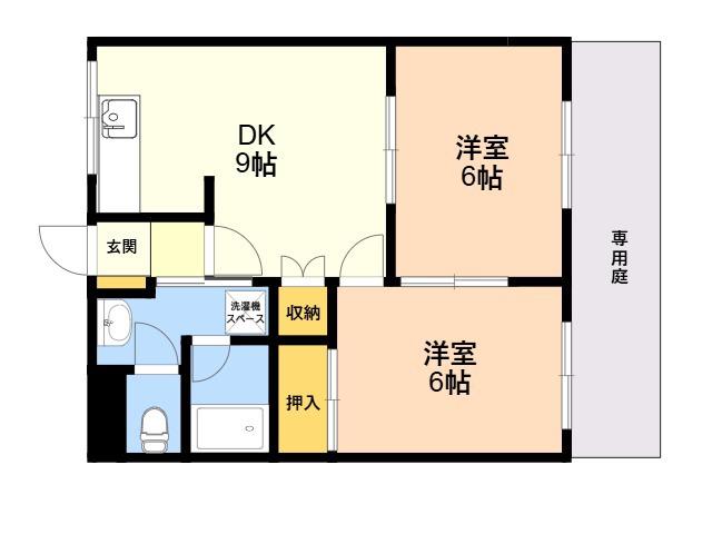シェソワ石坂Ⅱ(2DK/1階)の間取り写真