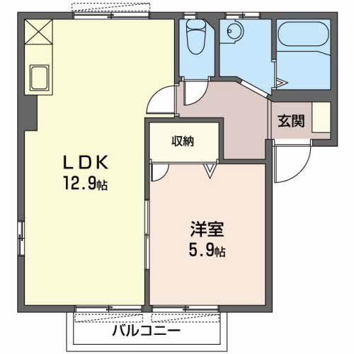 フェリス・バレーナA棟(1LDK/1階)の間取り写真