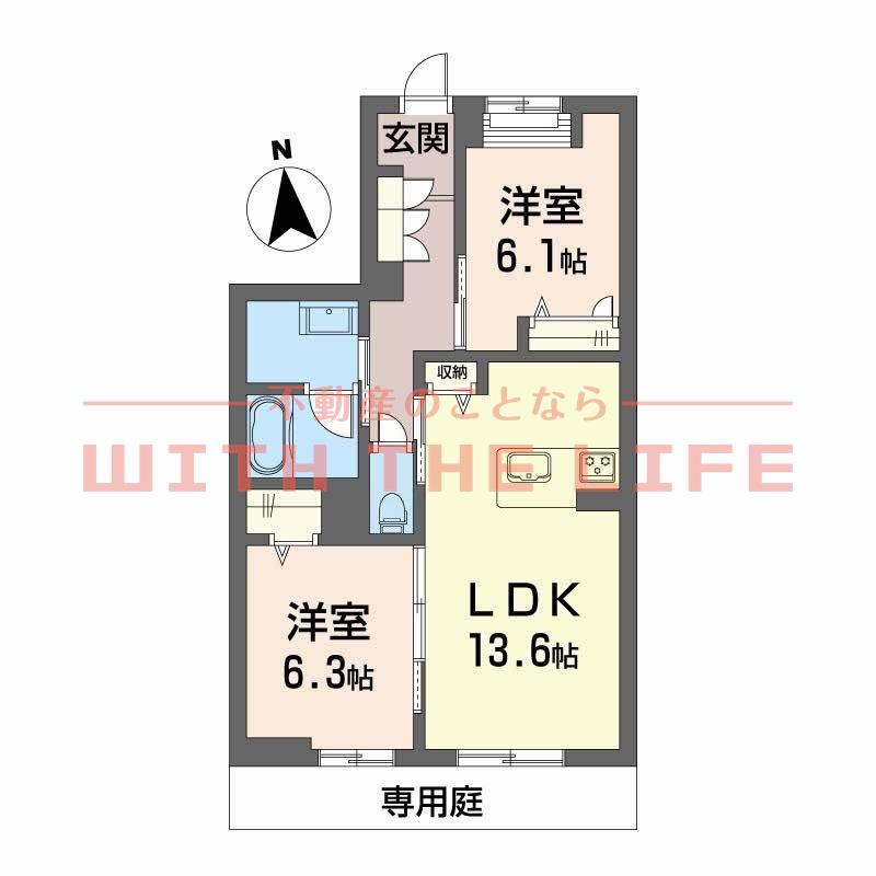 シャーメゾンレジデンス夜明(2LDK/2階)の間取り写真