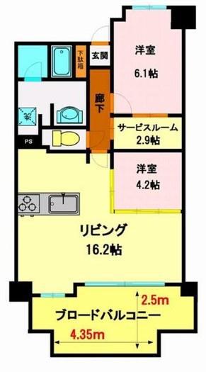 ネオス堀池ザ・スクエア(2SLDK/5階)の間取り写真