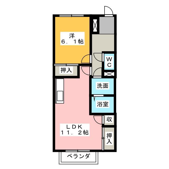 エステート瑞浪I(1LDK/1階)の間取り写真
