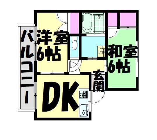ハイツ菅原C棟(2DK/3階)の間取り写真