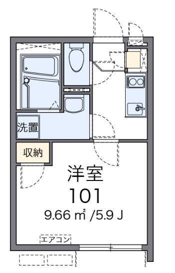 エスポワールV(1K/1階)の間取り写真