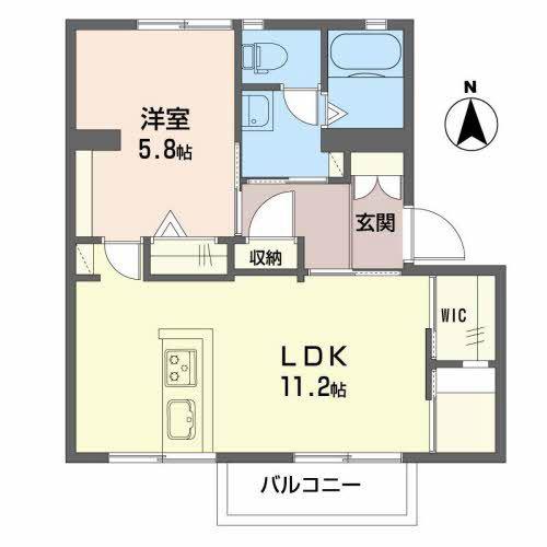 ラ・フォーレ紀寺(1LDK/1階)の間取り写真