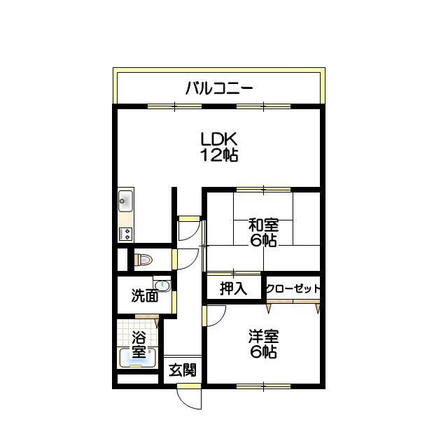峠ハイツ(2LDK/1階)の間取り写真