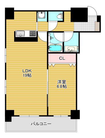 リバーサイドタワー中之島(1LDK/6階)の間取り写真