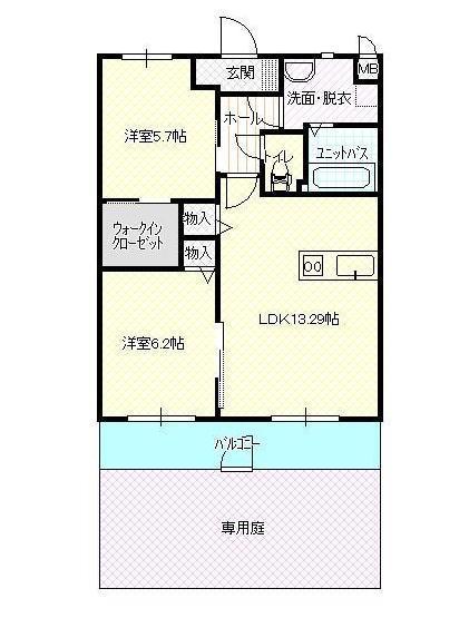 エスペランサ(2LDK/1階)の間取り写真