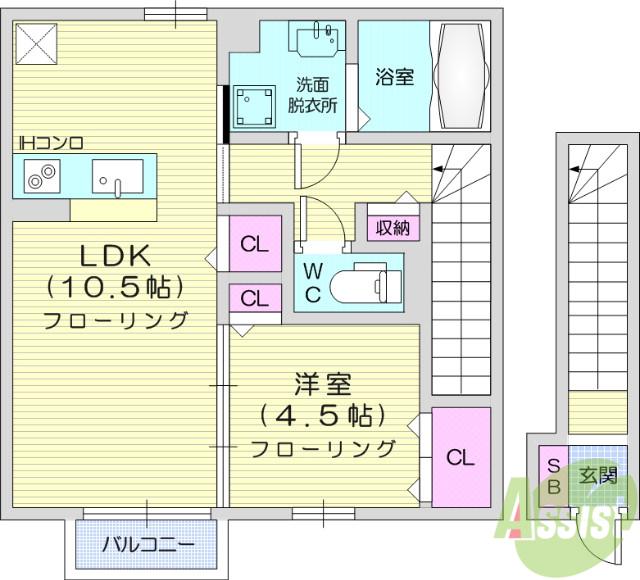 ROUTE48(1LDK/2階)の間取り写真