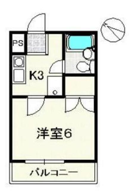 ドミールあざみ野(1K/2階)の間取り写真