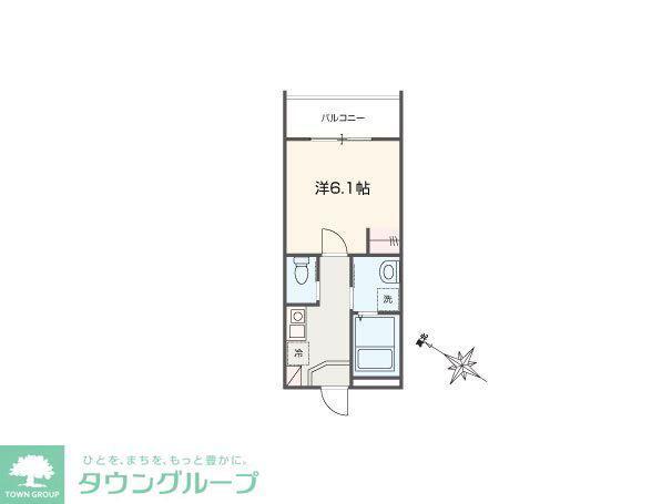 MELLAS大和田(1K/2階)の間取り写真