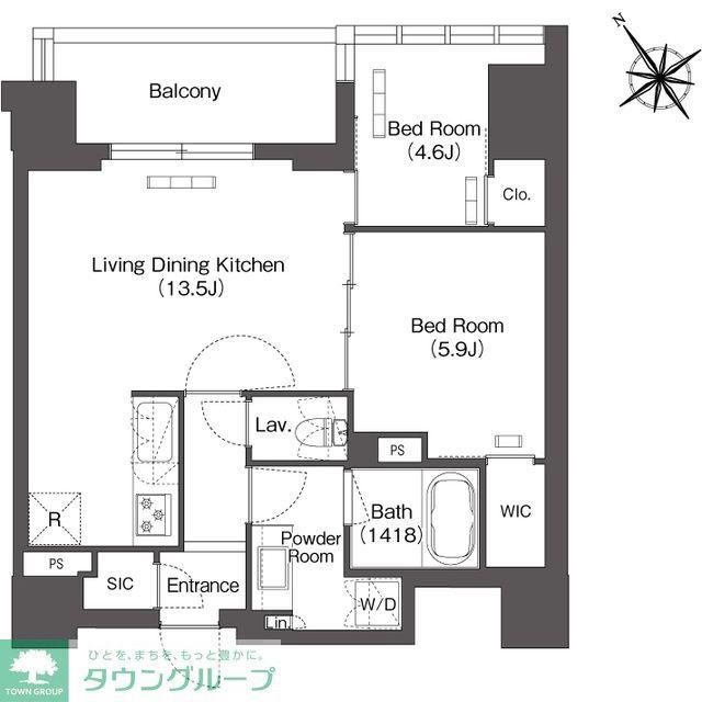 コンフォリア芝浦MOKU(2LDK/7階)の間取り写真