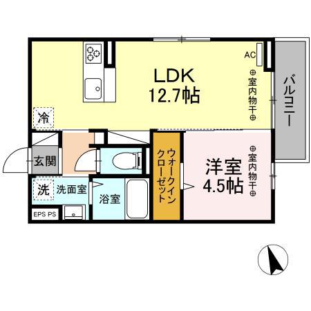 D-ROOMグランデフォンテーヌ(1LDK/3階)の間取り写真